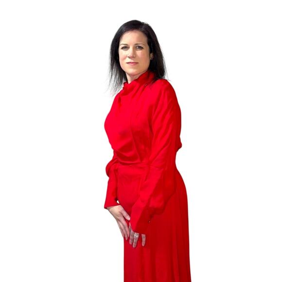 NWT Jason Wu Tie Neck Red Dress - As Seen on The View - Size 8 Midi Length - Picture 10 of 16